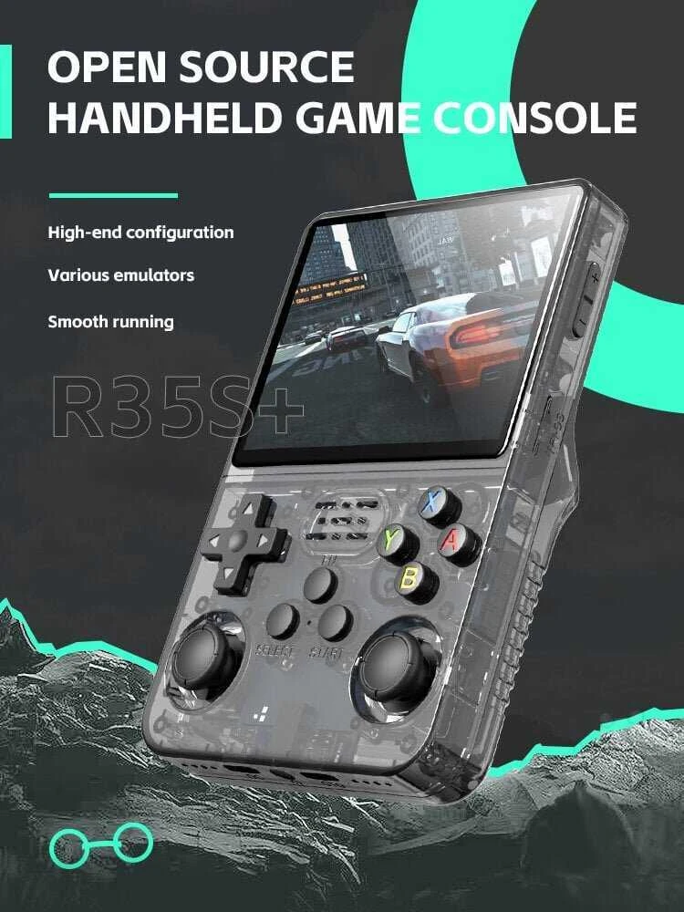 HappyJoe R36S, 128GB, Juodas, 20000+ Games, 3.5" IPS Screen, Linux