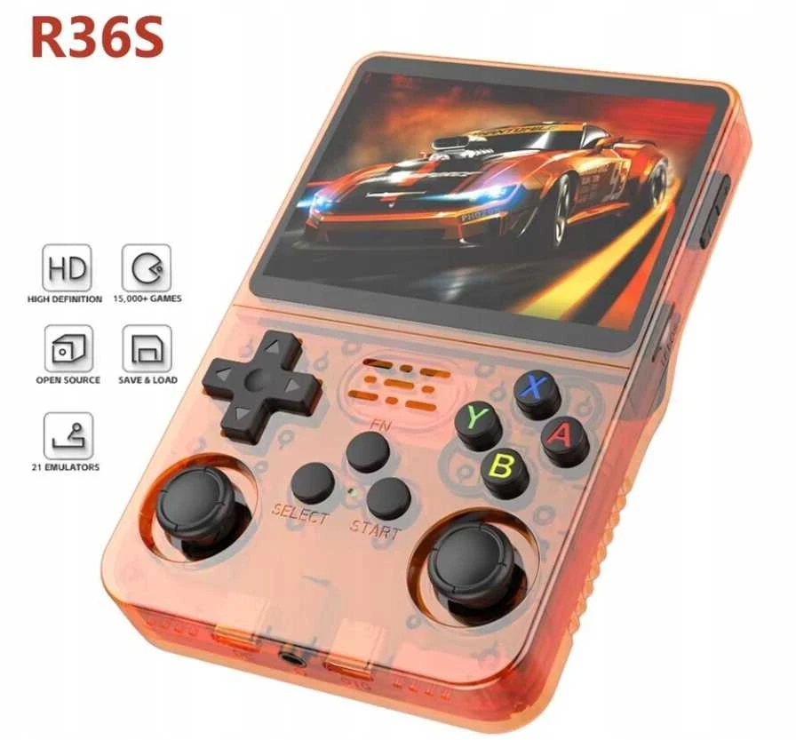 HappyJoe R36S, 128GB, oranžinė, 20000+ Games, 3.5" IPS Screen, Linux