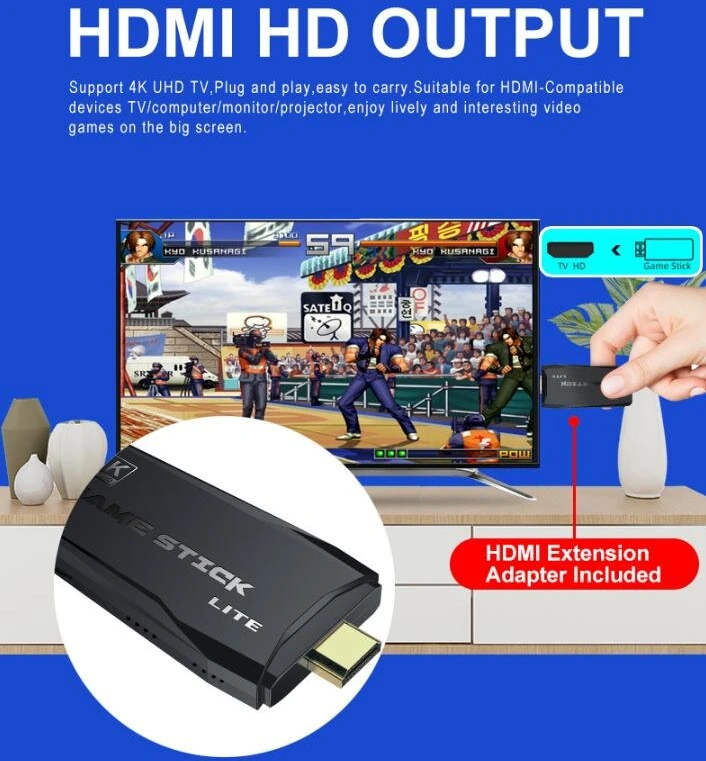 HDMI 4K HDTV vaizdo žaidimų konsolė, M8 retro žaidimų konsolė su 2 belaidžiais valdikliais 4k žaidimų lazda, 100 % visiškai naujas