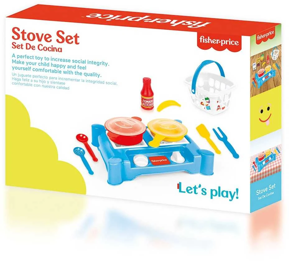 Mini viryklės rinkinys su priedais Dolu Fisher Price, 1822, mėlynas