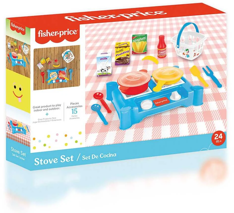 Mini viryklės rinkinys su priedais Dolu Fisher Price, 1822, mėlynas