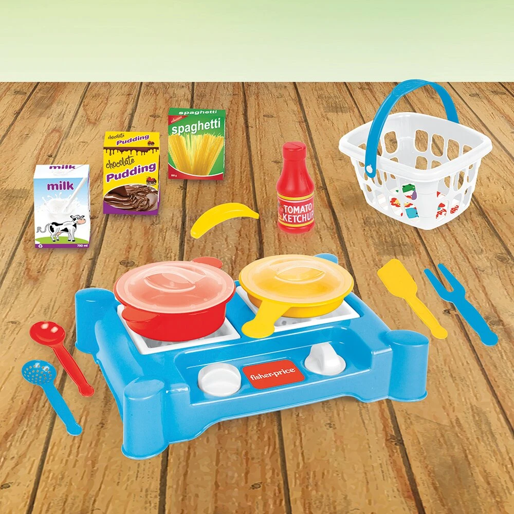 Mini viryklės rinkinys su priedais Dolu Fisher Price, 1822, mėlynas