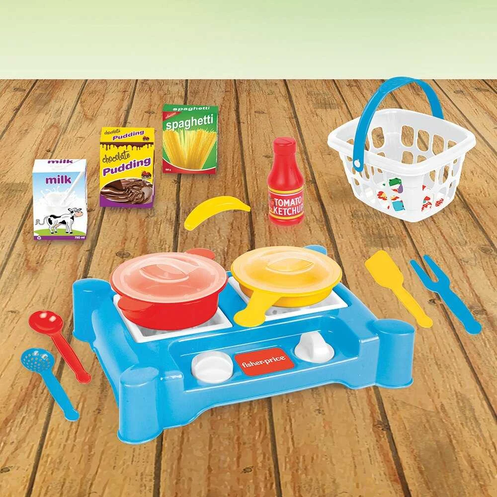 Mini viryklės rinkinys su priedais Dolu Fisher Price, 1822, mėlynas