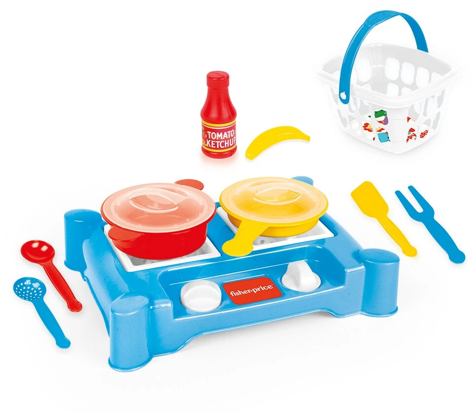 Mini viryklės rinkinys su priedais Dolu Fisher Price, 1822, mėlynas