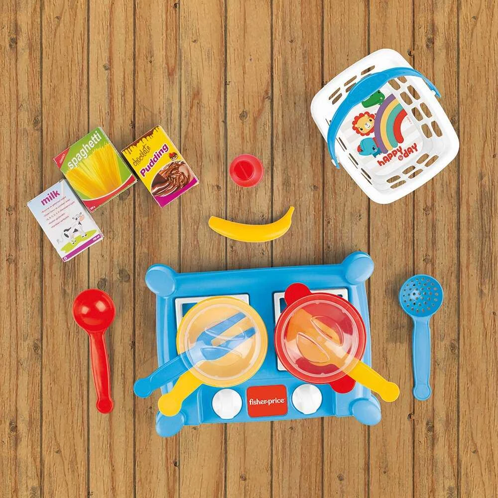 Mini viryklės rinkinys su priedais Dolu Fisher Price, 1822, mėlynas