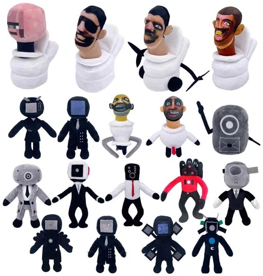 Pliušinis žaislas HappyJoe Skibidi su akiniais, 23cm