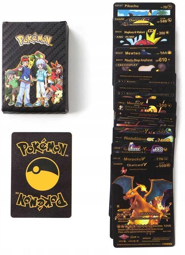 Pokemon kortų juodoji kolekcija Vmax, 55vnt