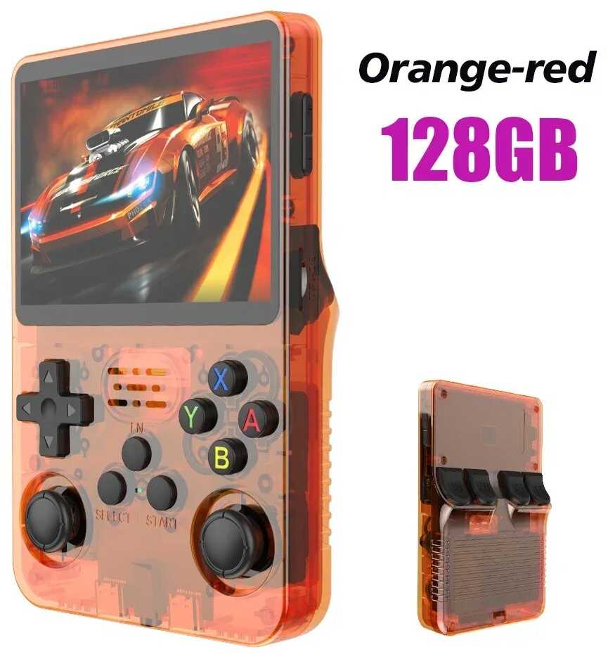 R36S Atviro kodo retro nešiojama žaidimų konsolė - Linux, 3.5" IPS ekranas, 64GB/128GB, nešiojamas grotuvas - Raudona 128G
