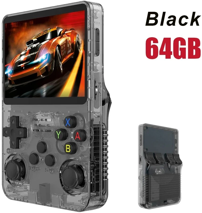 R36S Atviro kodo retro nešiojama žaidimų konsolė - Linux, 3.5" IPS ekranas, 64GB/128GB, nešiojamas grotuvas - Raudona 128G