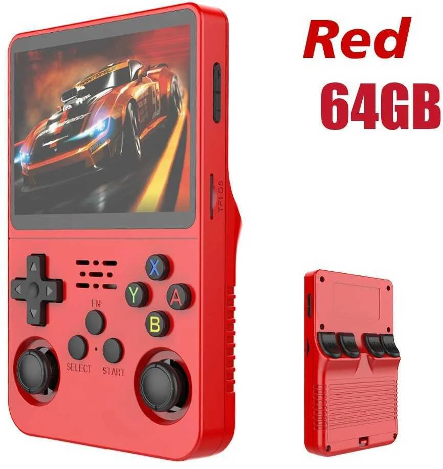 R36S Atviro kodo retro nešiojama žaidimų konsolė - Linux, 3.5" IPS ekranas, 64GB/128GB, nešiojamas grotuvas - Oranžinė 128G