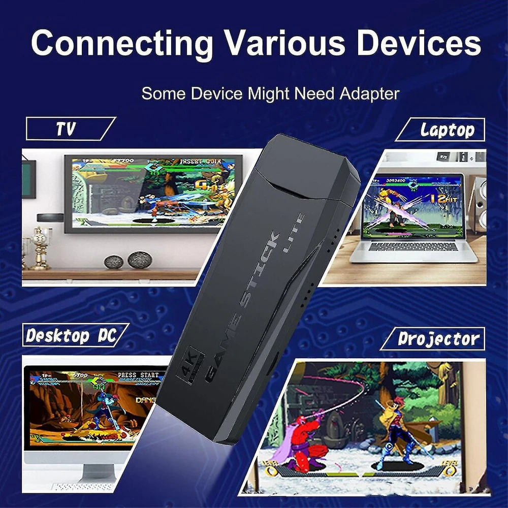 Retro 20000+ 4k Hdmi Tv Video Game Stick Retro žaidimų konsolė su 2 belaidžiais valdikliais 4k Game Stick,