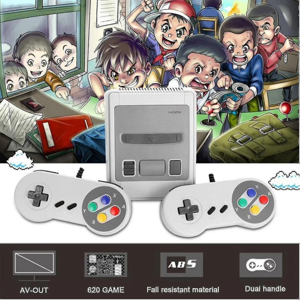 Retro mini televizoriaus žaidimų konsolė Built-in 620 Klasikiniai žaidimai Snes žaidimų konsolė-US