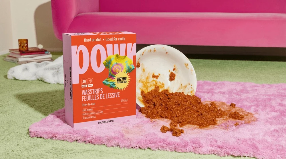 Skalbimo lapeliai POWR, spalvotiems skalbiniams, 40 lapelių, visų tipų audiniams, be mikroplastiko