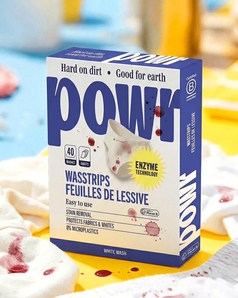 Skalbimo lapeliai POWR x2 vnt, baltiems skalbiniams, 80 lapelių, visų tipų audiniams, be mikroplastiko