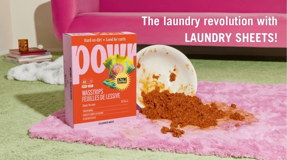 Skalbimo lapeliai POWR x2 vnt, baltiems skalbiniams, 80 lapelių, visų tipų audiniams, be mikroplastiko