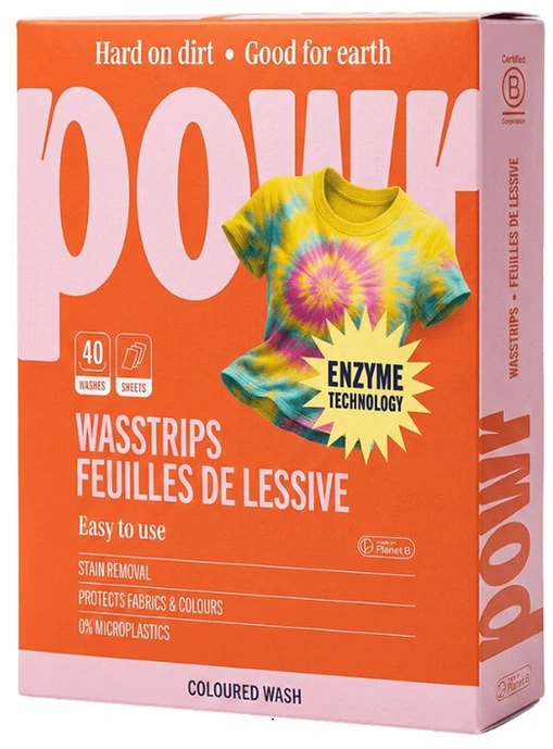 Skalbimo lapeliai POWR x2vnt, spalvotiems skalbiniams, 80 lapelių, visų tipų audiniams, be mikroplastiko
