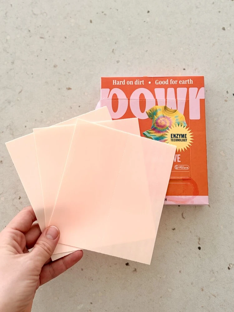 Skalbimo lapeliai POWR x3 vnt, spalvotiems skalbiniams, 120 lapelių, visų tipų audiniams, be mikroplastiko