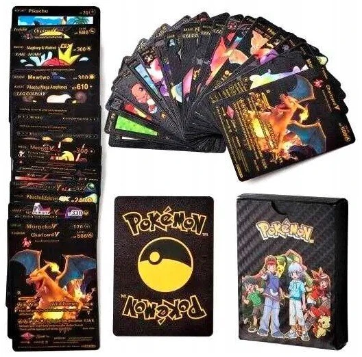 Stalo žaidimas TCG Juodas Pokemon kortų kaladė, 55 vnt.