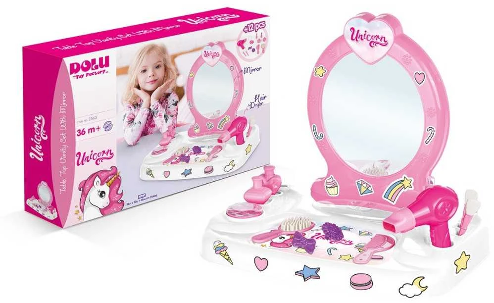 Tualetinis kosmetinis staliukas su priedais Unicorn Dolu, 2563