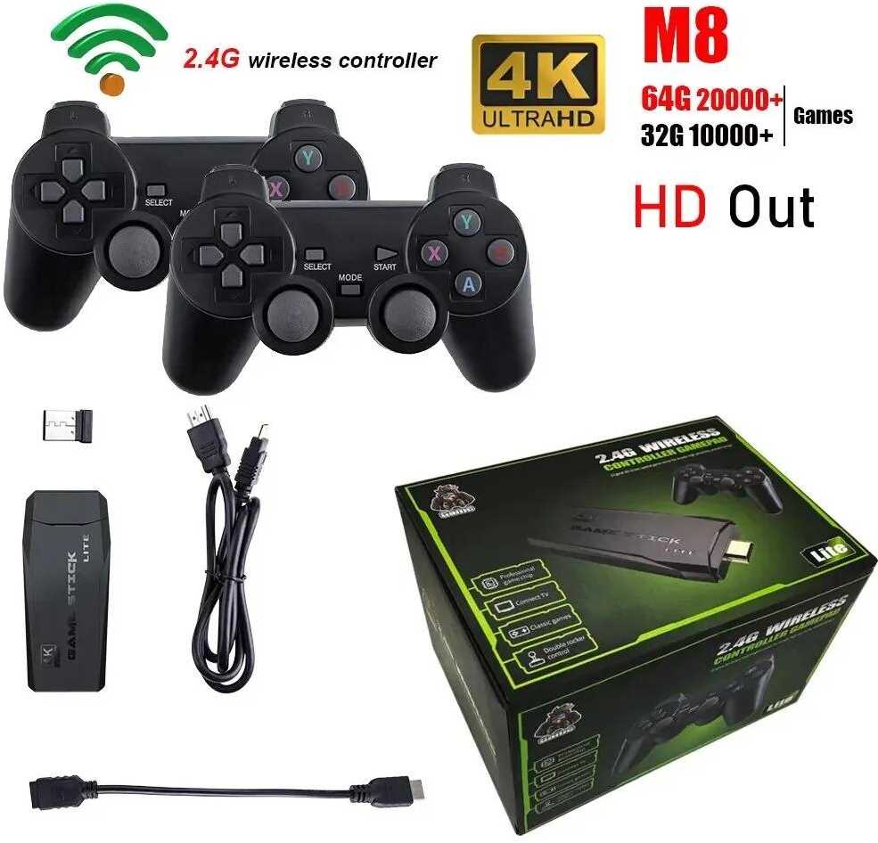 Vaizdo žaidimų konsolė 2.4G dvigubas belaidis valdiklis Game Stick 4K 20000 žaidimai 64 32GB retro žaidimai kalėdinėms dovanoms vaikams