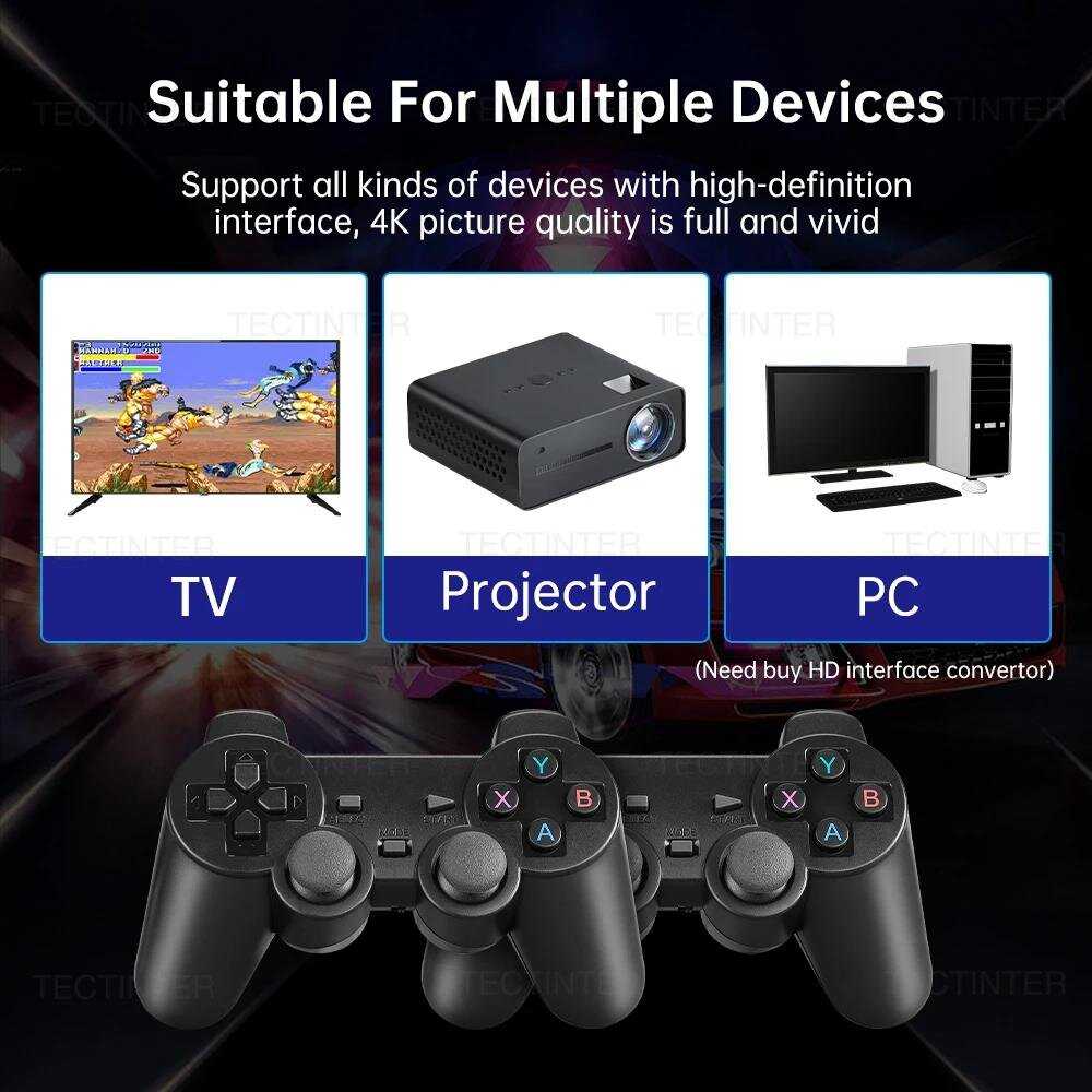 Vaizdo žaidimų konsolė Integruota 20 000 ir daugiau žaidimų retro delninis žaidimų grotuvas 64G 4K TV Game Stick 2.4G belaidis valdiklis Gamepad