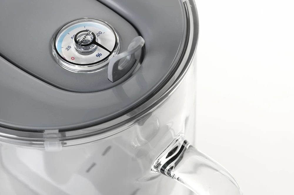 Vandens filtravimo ąsotis Aquaphor Glass 2,5L, pilkas, su 10 vnt vandens filtrų