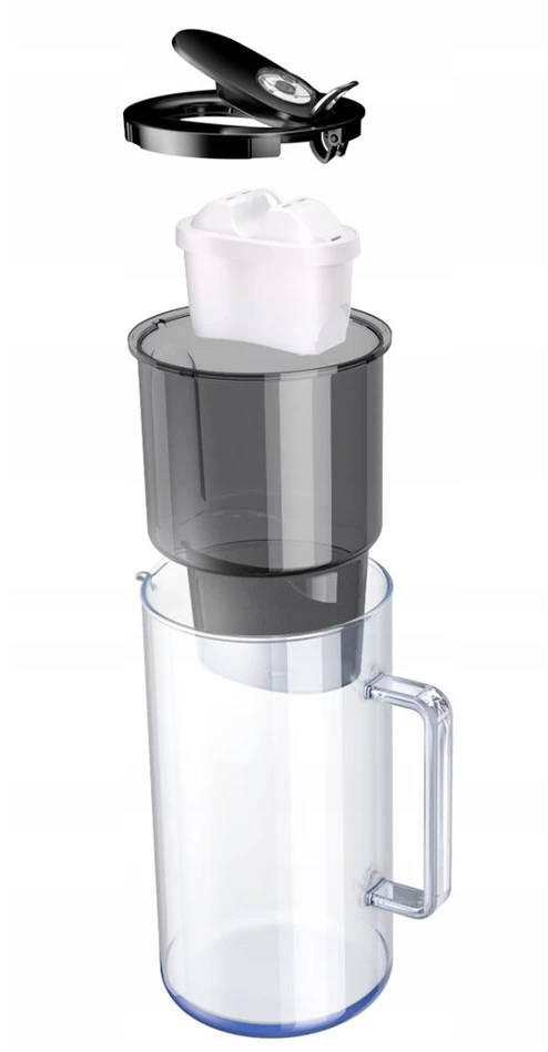 Vandens filtravimo ąsotis Aquaphor Glass 2,5L, pilkas, su 4 vnt vandens filtrų