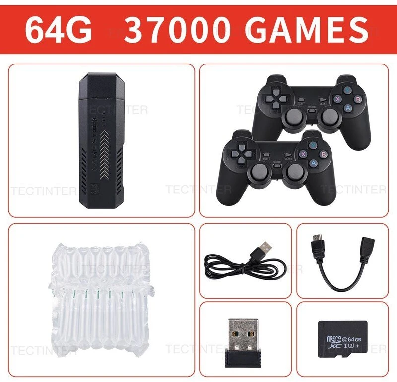 X2 Plus 4K Game Stick GD10 Pro Retro vaizdo žaidimų konsolė 128G Integruoti 41000 3D žaidimai su dviem žaidimų pultu 40+ emuliatoriais, skirtais N64/PSP