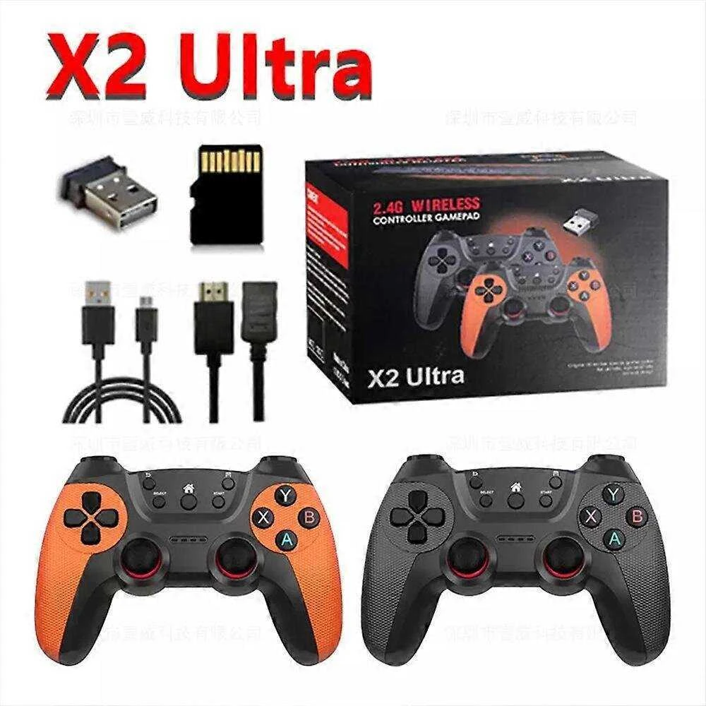 X2 Ultra Video Game Stick konsolė arba TIK 2.4G dvigubas belaidis valdiklis 4K HD30000 žaidimai 64G/128G retro žaidimai Kalėdų dovana 128G
