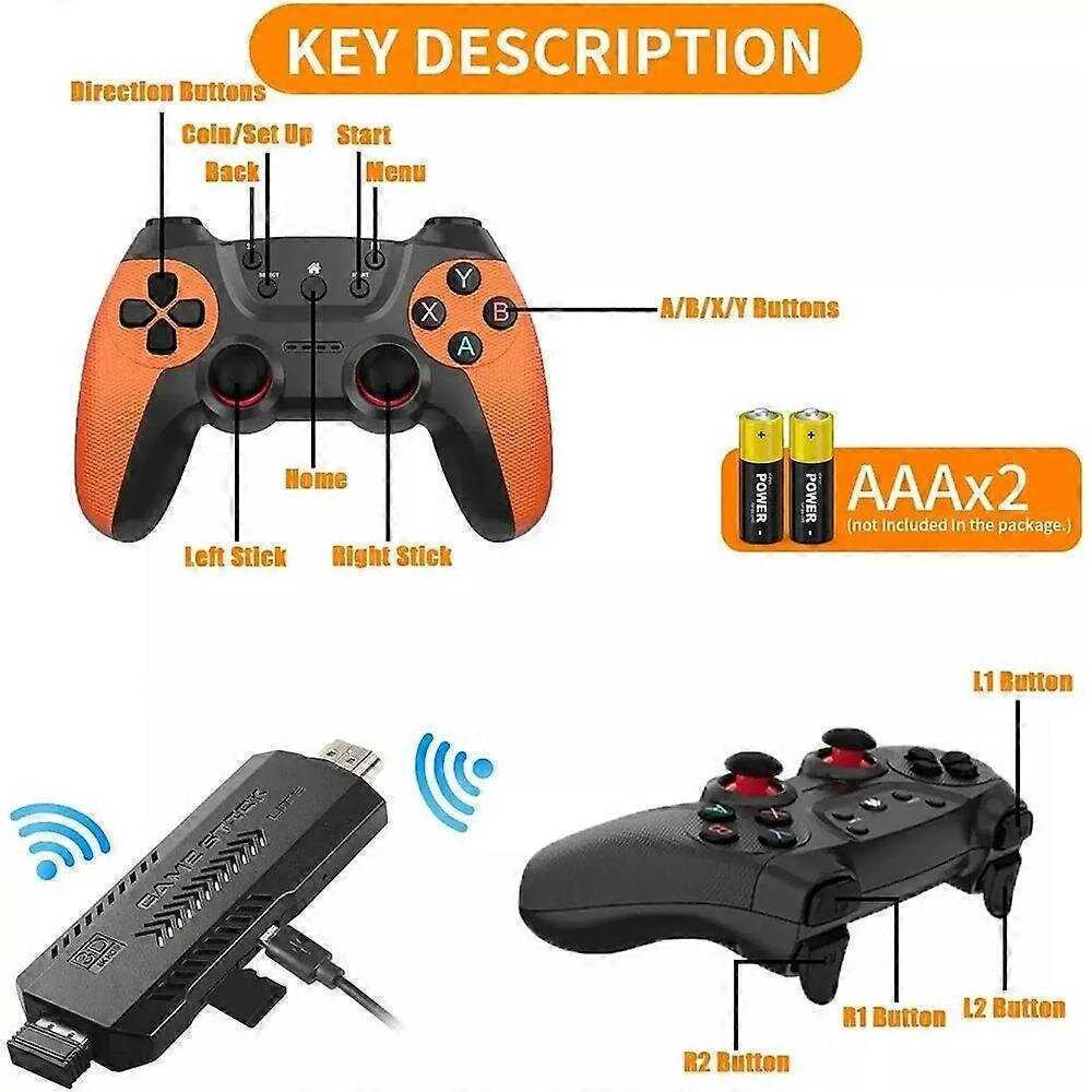 X2 Ultra Video Game Stick konsolė arba TIK 2.4G dvigubas belaidis valdiklis 4K HD30000 žaidimai 64G/128G retro žaidimai Kalėdų dovana 128G