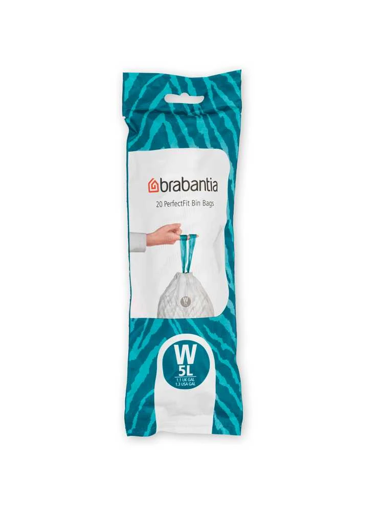 Brabantia Šiukšlių maišai W 5L (rit. 20vnt.) - Baltas