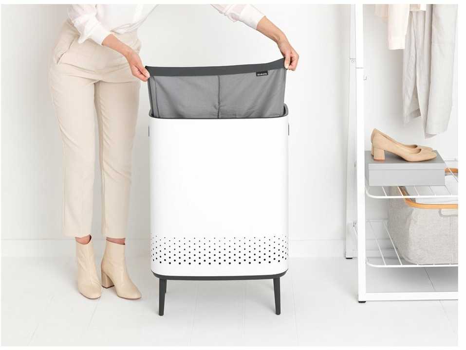 Brabantia Skalbinių dėžė BO, 2 x 45 l, baltos spalvos
