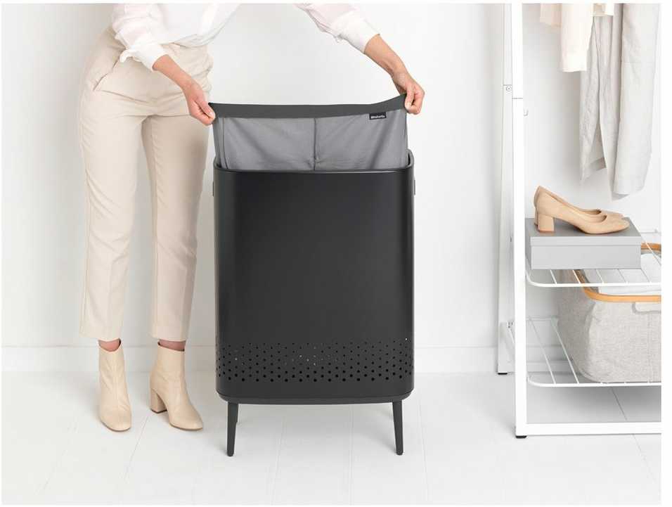 Brabantia Skalbinių dėžė BO, 2 x 45 l, matinės juodos spalvos