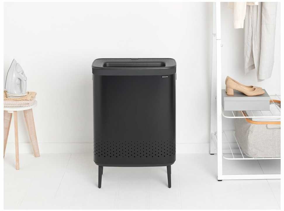 Brabantia Skalbinių dėžė BO, 2 x 45 l, matinės juodos spalvos