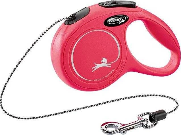 Flexi New Classic XS pavadėlis šunims iki 8kg virvinis 3m raudonos spalvos