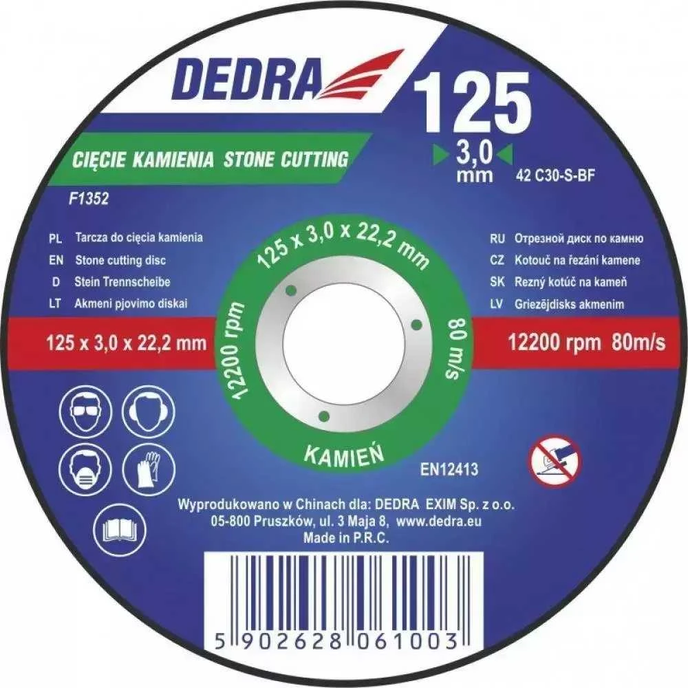 Dedra Pjovimo diskas akmeniui igaubtas 125x32x222