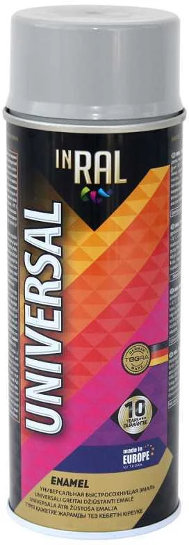 Aerozoliniai universalūs dažai INRAL UNIVERSAL šviesiai pilki RAL7046 400 ml.