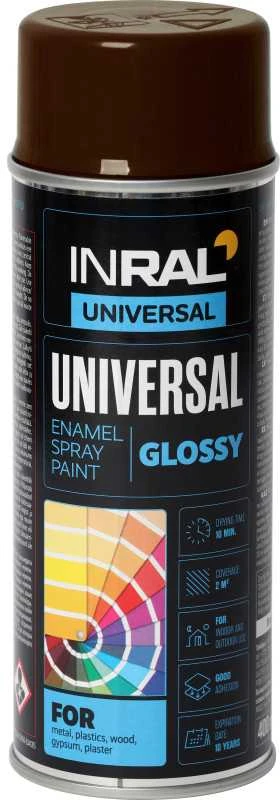 Aerozoliniai universalūs dažai INRAL UNIVERSAl šokoladiniai RAL8017 400 ml.