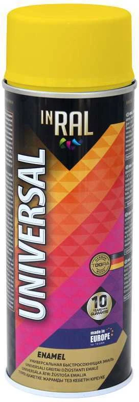 Aerozoliniai universalūs dažai INRAL UNIVERSAL geltonai melioniniai RAL1028 400 ml.