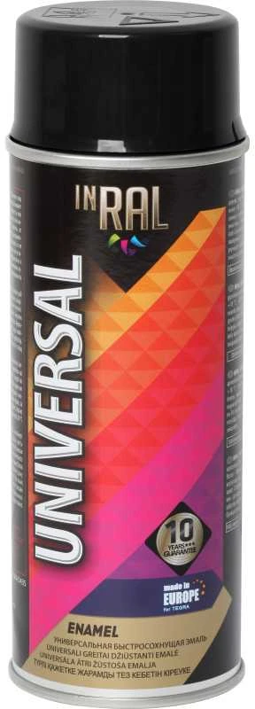 Aeroziliniai universalūs dažai INRAL UNIVERSAL blizgūs tamsiai juoda RAL9005 400 ml.