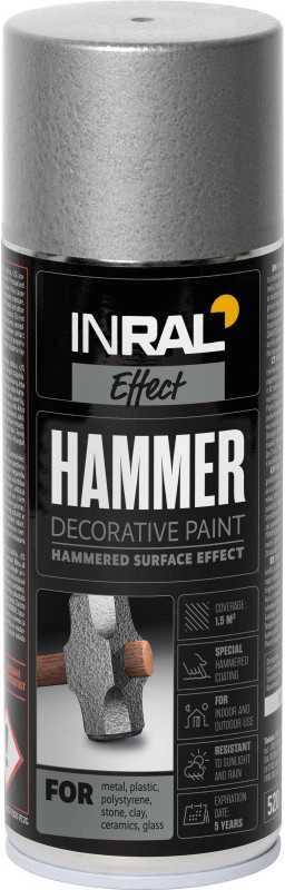 Aerozoliniai dažai INRAL DECOR HAMMER sidabras 400 ml.