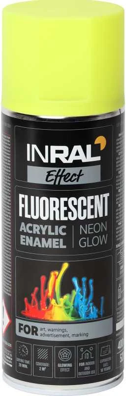 Aerozoliniai dekoratyviniai dažai INRAL FLOROSENT geltoni 400 ml.