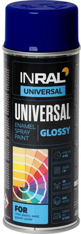 Aerozoliniai universalūs dažai INRAL UNIVERSAL ultramarino mėlynas RAL5022 400 ml.
