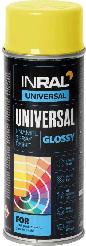 Aerozoliniai universalūs dažai INRAL UNIVERSAL geltona RAL1018 400 ml.