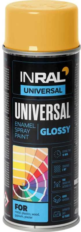 Aerozoliniai universalūs dažai INRAL UNIVERSAL geltonai melioniniai RAL1028 400 ml.