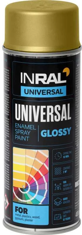 Aerozoliniai universalūs dažai INRAL UNIVERSAL auksas RAL1036 400 ml.