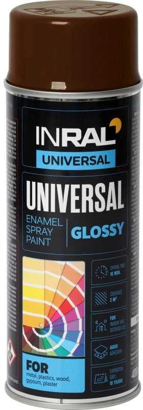 Aerozoliniai universalūs dažai INRAL UNIVERSAL ruda RAL8016 400 ml.