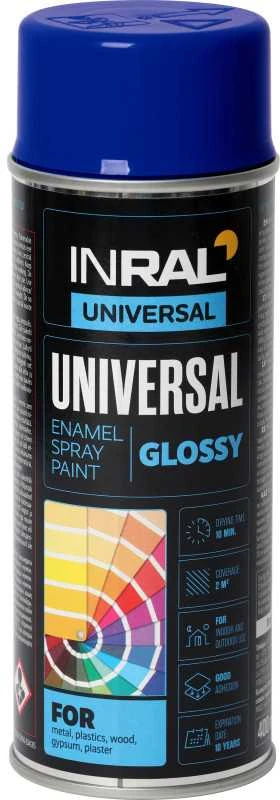 Aerozoliniai universalūs dažai INRAL UNIVERSAL tamsiai mėlyna RAL5002 400 ml.