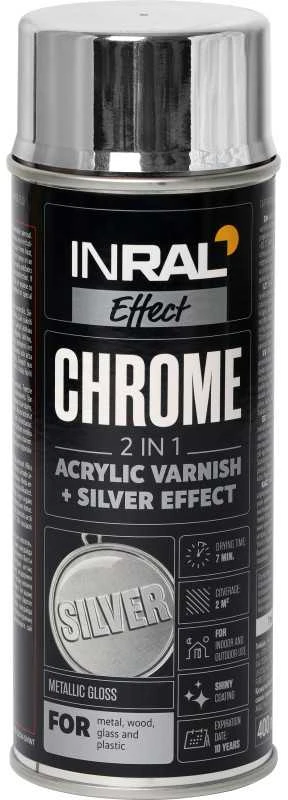 Aerozolinis akrilinis lakas ratlankiams INRAL CHROME sidabras 400 ml.