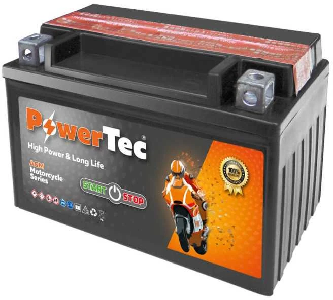 Akumuliatorius MOTO PowerTec 12 V, 9 Ah, 120 A